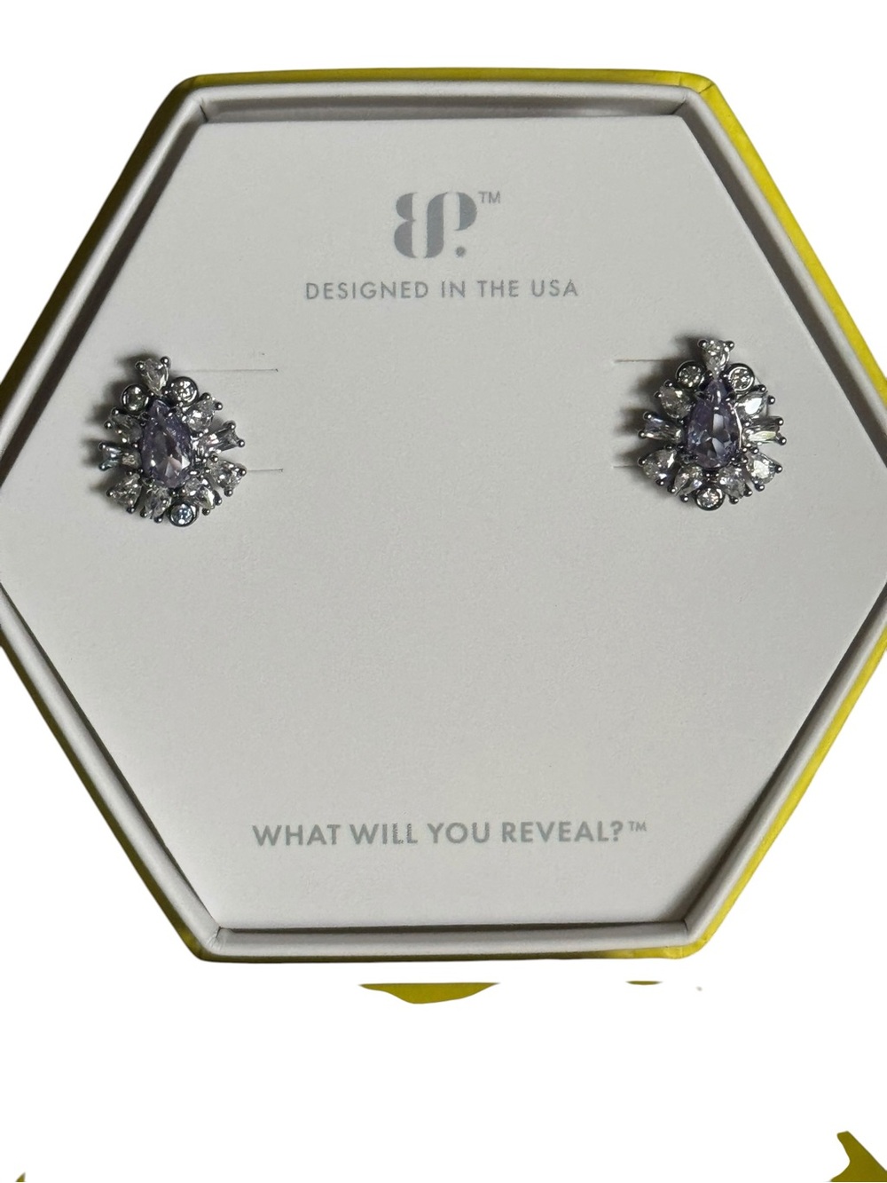 Lavender Teardrop Crystal Stud Earrings - NIB